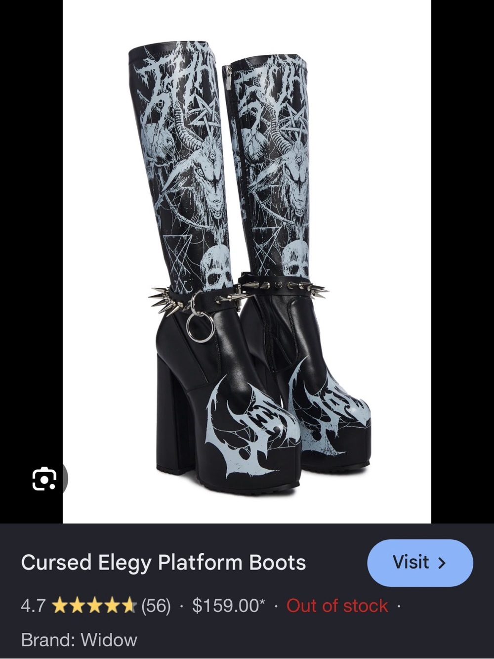 CURSED ELEGY PLATFORM BOOTS WIDOW/ DOLLSKILL - Picture 2 of 5